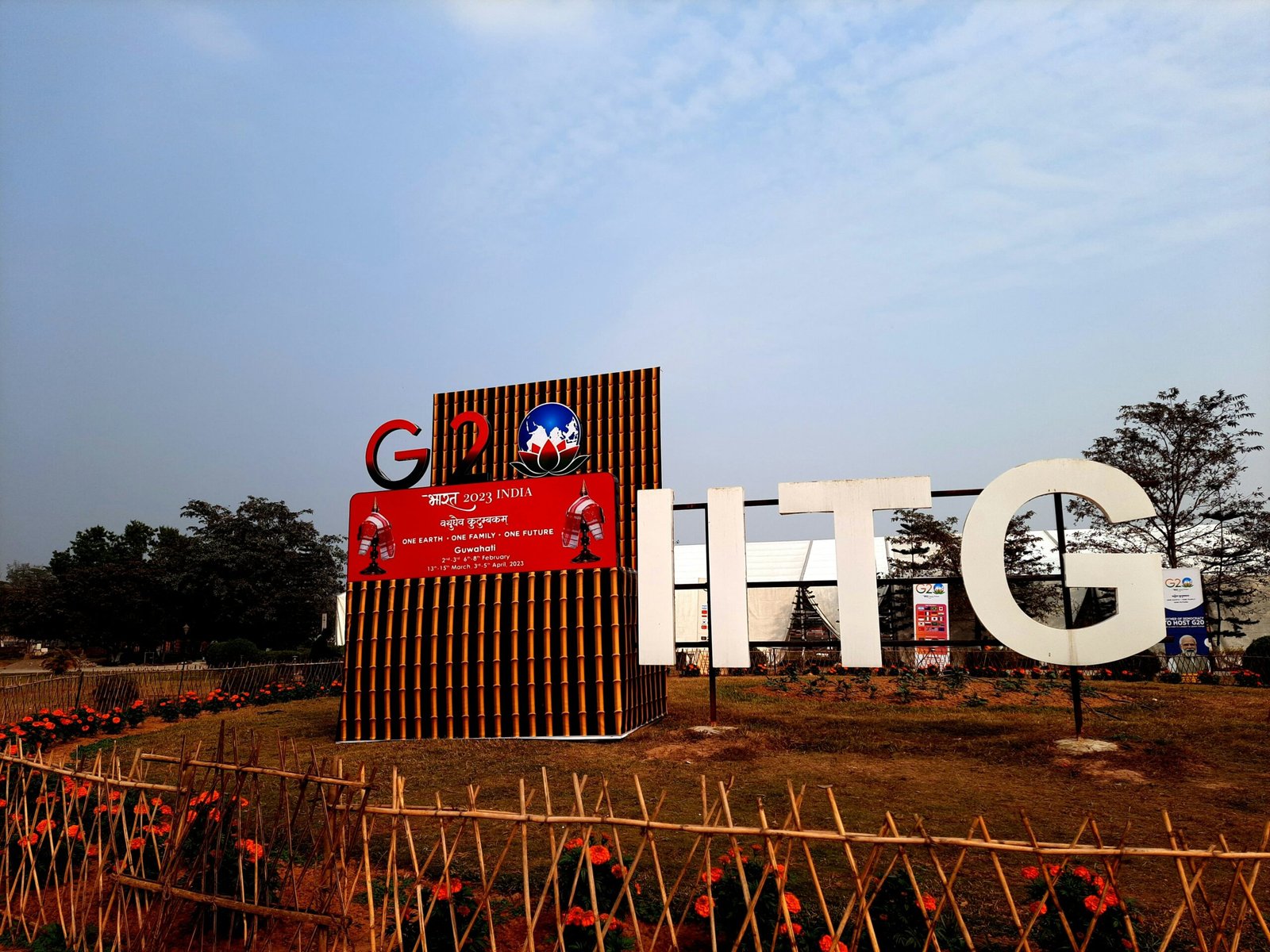 a large sign in front of a building